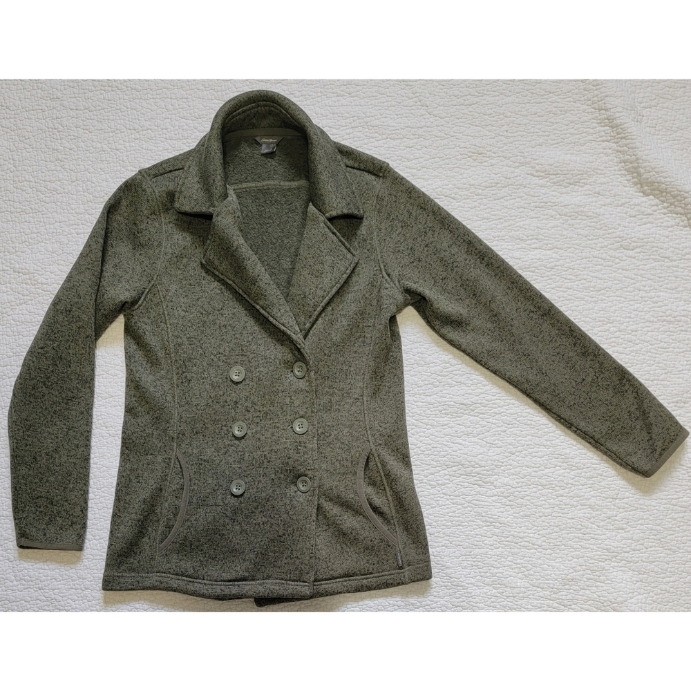 Eddie Bauer Green Button Up Fleece Sweater